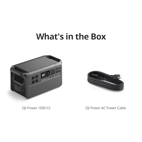 DJI Power 1000 Portable Power Station, 1024Wh LiFePO4 Battery, 2200W (Peak 2600W) AC/140W USB-C Output, 23db Ultra-Silent, Solar Generator For Home Backup, Camping (Solar Panel Optional)