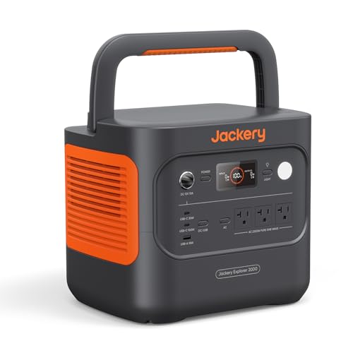 Jackery Explorer 2000 v2 Portable Power Station, 2042Wh LiFePO4 Home Backup Battery, 2200W Solar Generator