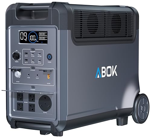 ABOK Ark3600 Portable Power Station, 3840Wh LiFePO4 Battery, Expandable to 11520Wh, 3H Fast Charge, 15 Outlets, UPS 10ms, 3600W Solar Generator for Home Backup, Camping, RV, Emergencies