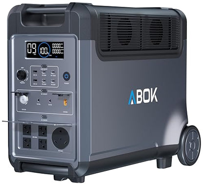 ABOK Ark3600 Portable Power Station, 3840Wh LiFePO4 Battery, Expandable to 11520Wh, 3H Fast Charge, 15 Outlets, UPS 10ms, 3600W Solar Generator for Home Backup, Camping, RV, Emergencies