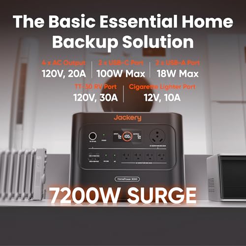 Jackery HomePower 3000 Portable Power Station, 3072Wh LFP Battery, 3600W AC Output