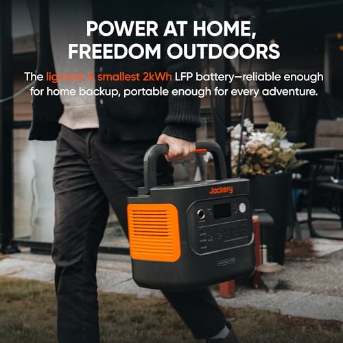 Jackery Explorer 2000 v2 Portable Power Station, 2042Wh LiFePO4 Home Backup Battery, 2200W Solar Generator