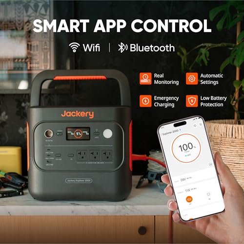 Jackery Explorer 2000 v2 Portable Power Station, 2042Wh LiFePO4 Home Backup Battery, 2200W Solar Generator