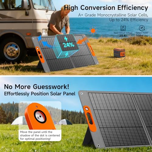 Portable Solar Panel for Power Station,High Efficiency ETFE Foldable Solar Panel Charger for Outdoor Camping, RV, Emergency Power Supply