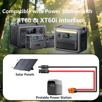 12AWG XT60i Solar Charge Extension Cable 25FT for Portable Power Station