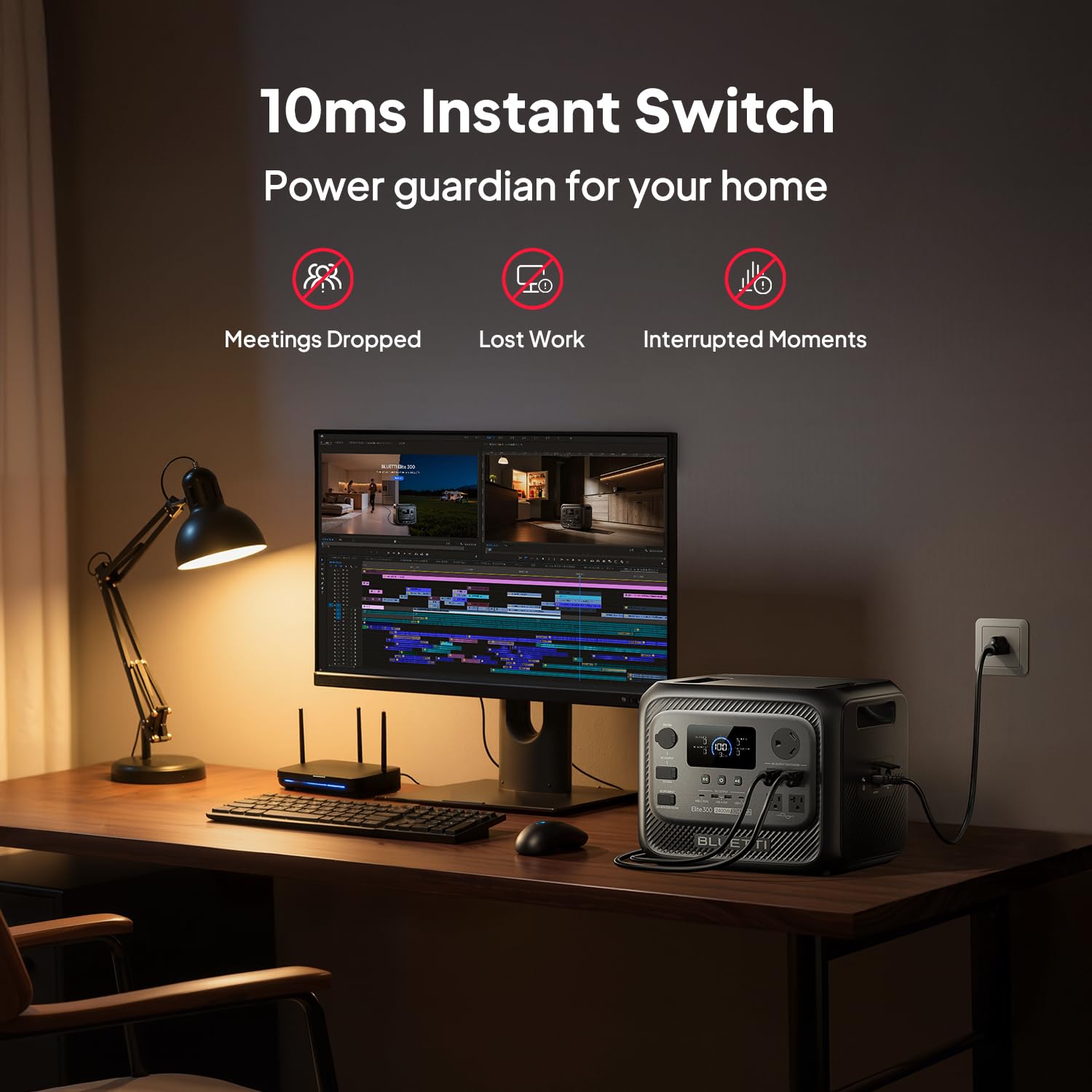 BLUETTI Elite 300 Portable Power Station (2026 New), 3014.4Wh LiFePO4 Battery Backup w/ 2400W AC Outlets (4800W Surge)