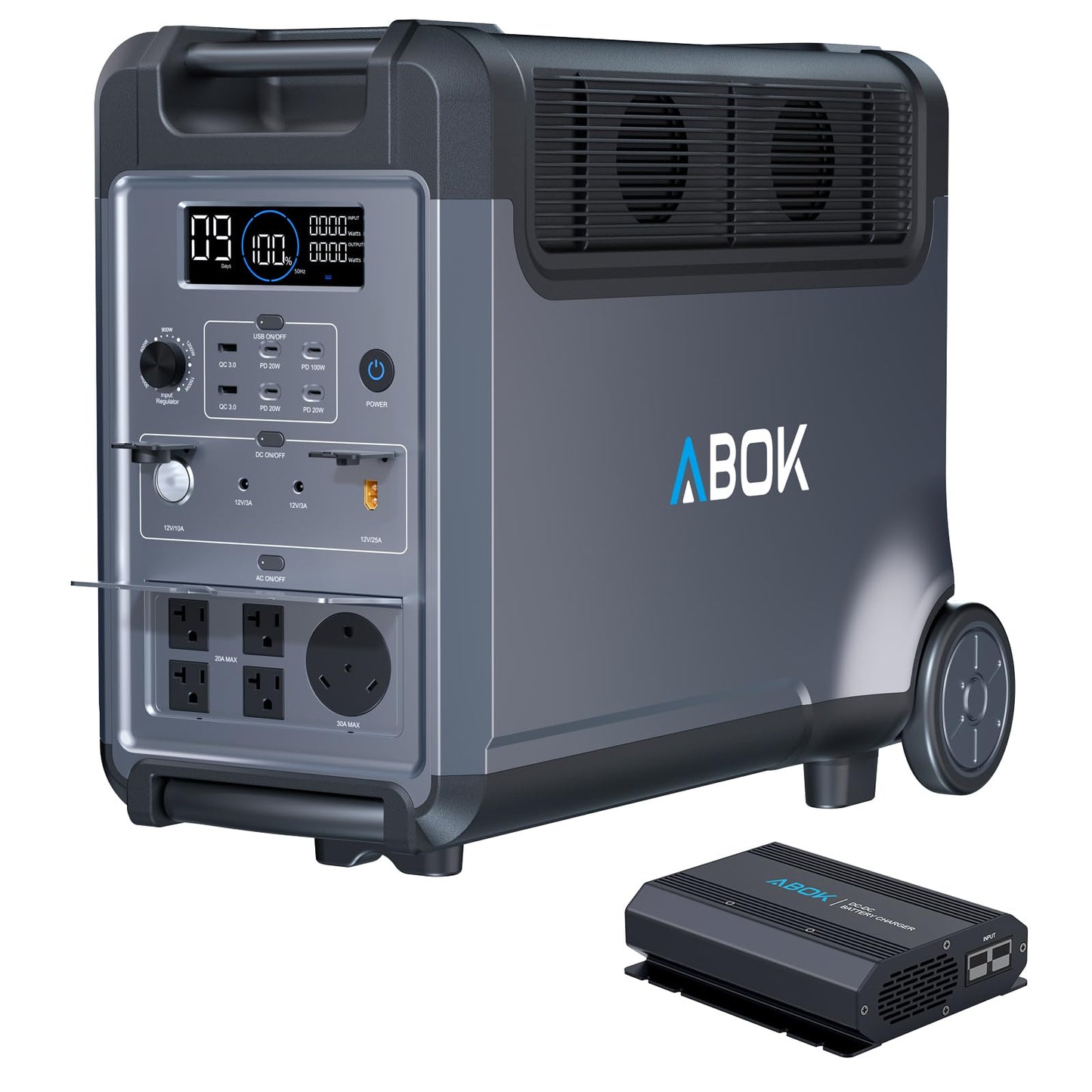 ABOK Ark3600 Portable Power Station, 3840Wh LiFePO4 Battery, Expandable to 11520Wh, 3H Fast Charge, 15 Outlets, UPS 10ms, 3600W Solar Generator for Home Backup, Camping, RV, Emergencies