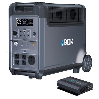 ABOK Ark3600 Portable Power Station, 3840Wh LiFePO4 Battery, Expandable to 11520Wh, 3H Fast Charge, 15 Outlets, UPS 10ms, 3600W Solar Generator for Home Backup, Camping, RV, Emergencies