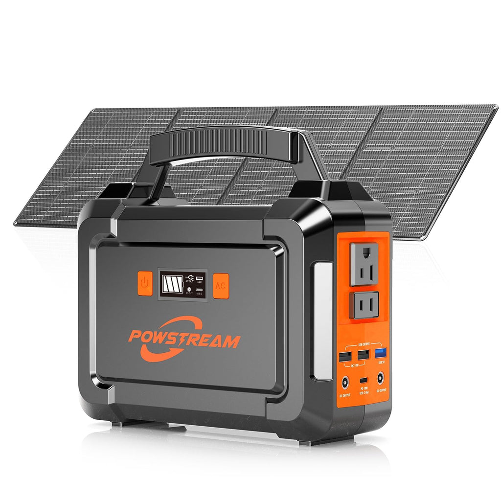 POWSTREAM Solar Generator with Panel Included Portable Power Station with AC Outlet for Outdoor Camping Adventure Home Backup Emergency ALL SE2