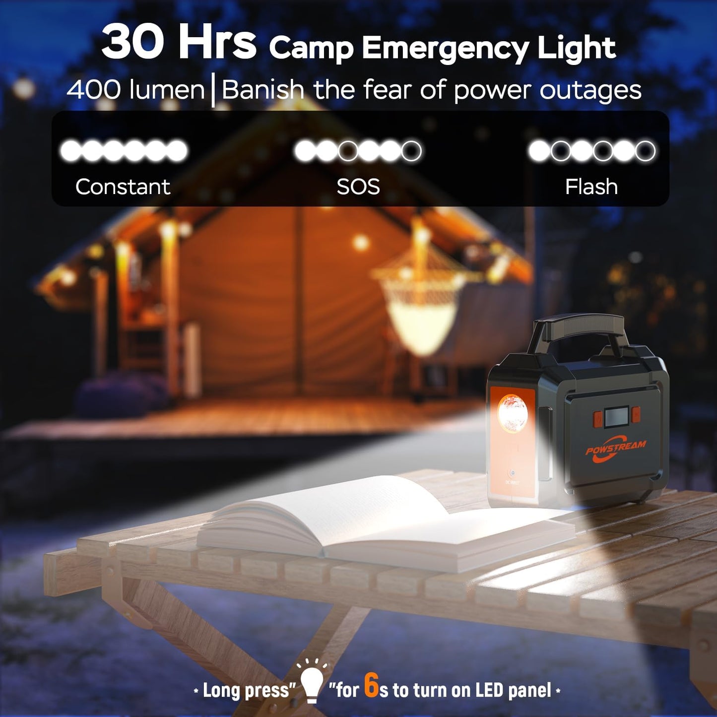 POWSTREAM Solar Generator with Panel Included Portable Power Station with AC Outlet for Outdoor Camping Adventure Home Backup Emergency ALL SE2