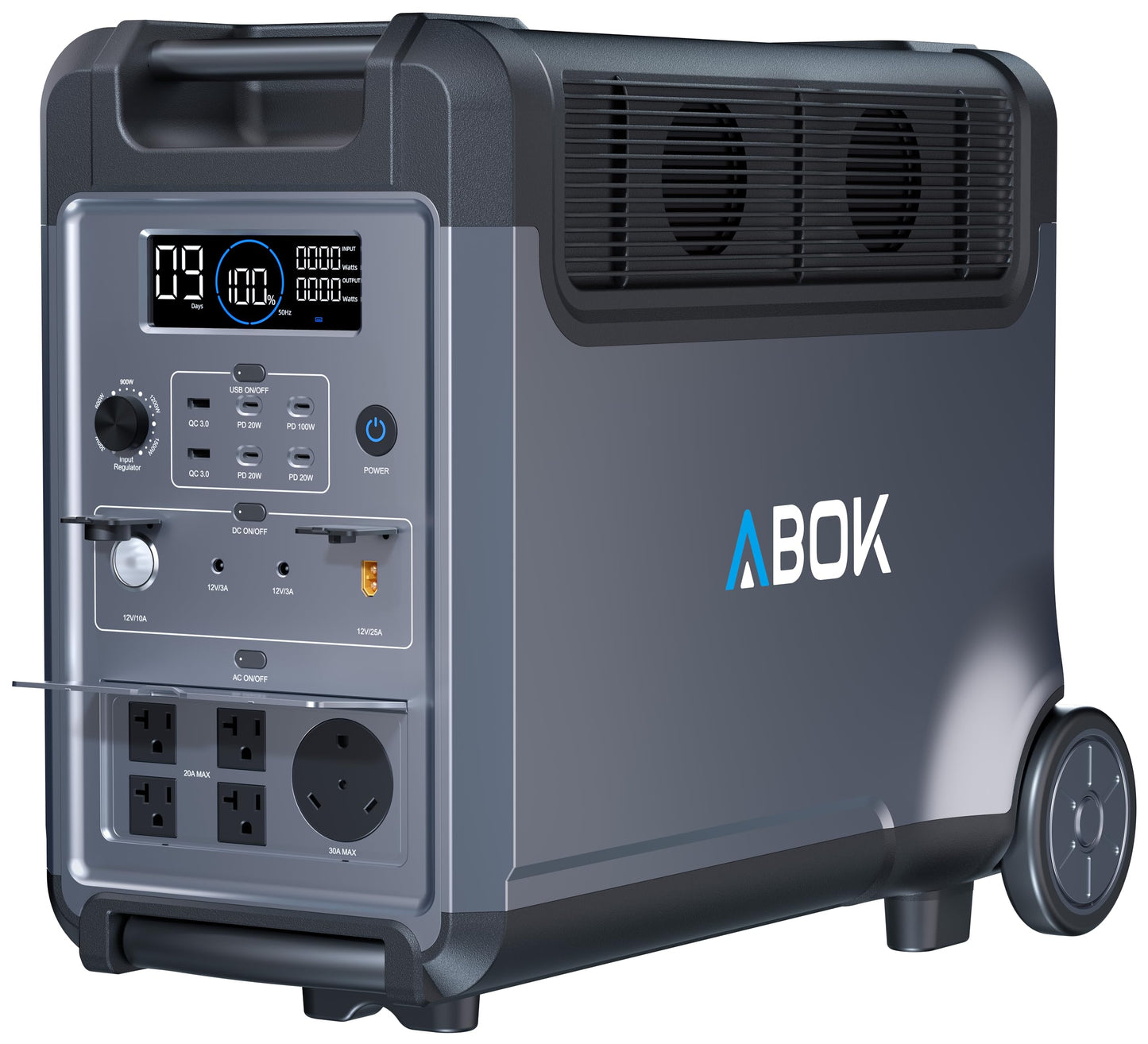 ABOK Ark3600 Portable Power Station, 3840Wh LiFePO4 Battery, Expandable to 11520Wh, 3H Fast Charge, 15 Outlets, UPS 10ms, 3600W Solar Generator for Home Backup, Camping, RV, Emergencies