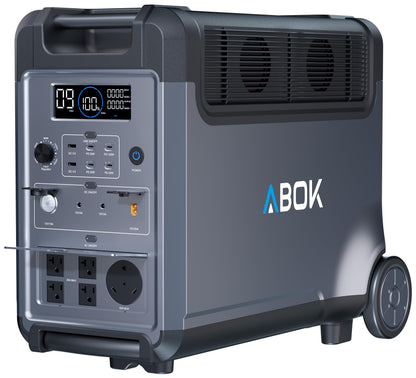 ABOK Ark3600 Portable Power Station, 3840Wh LiFePO4 Battery, Expandable to 11520Wh, 3H Fast Charge, 15 Outlets, UPS 10ms, 3600W Solar Generator for Home Backup, Camping, RV, Emergencies