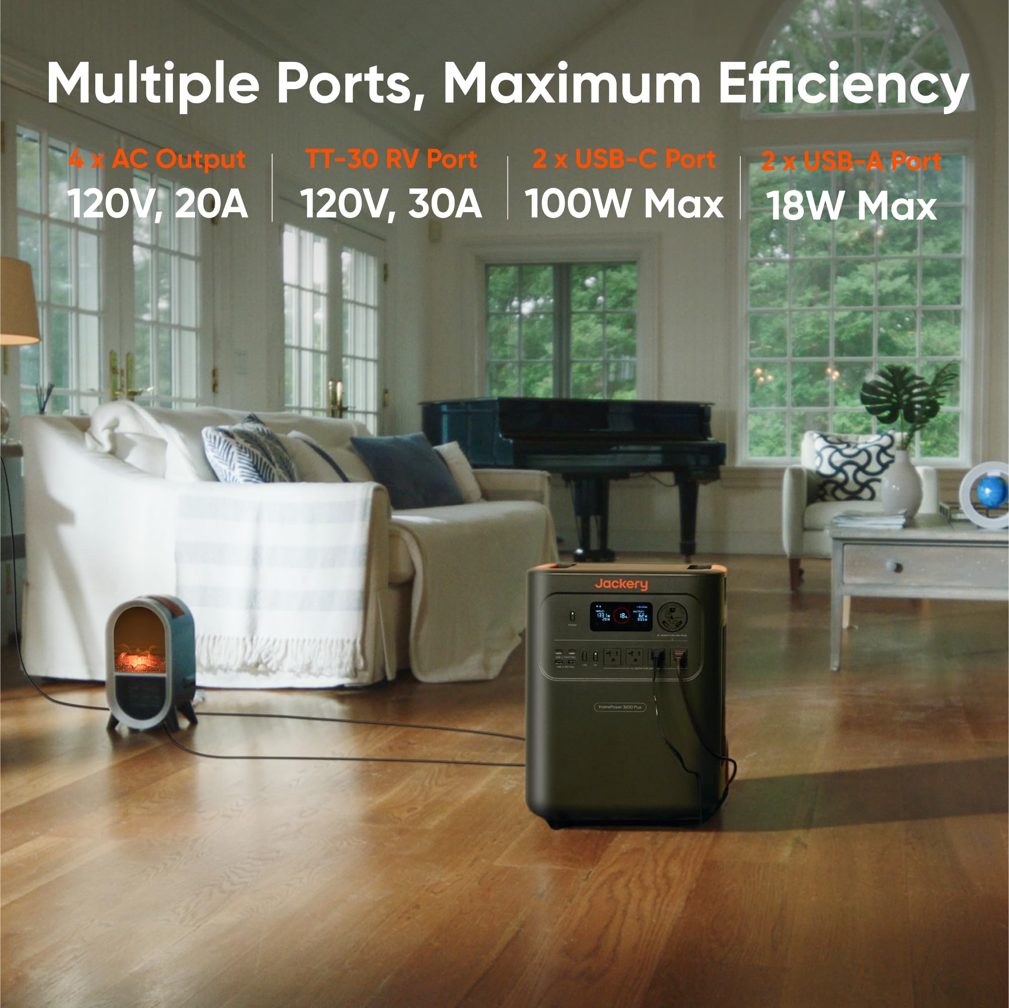 Jackery HomePower 3600 Plus Portable Power Station, 3600W AC Output, 3584Wh LFP Solar Generator