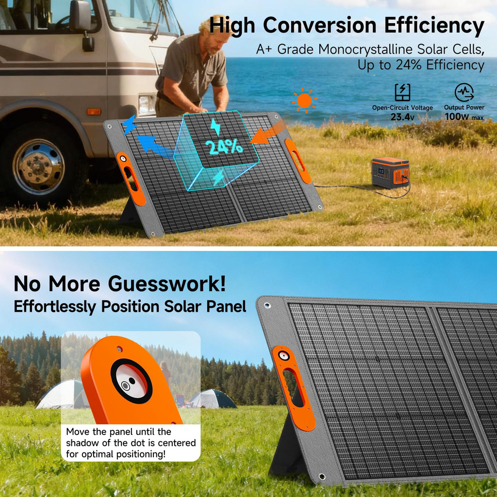 Portable Solar Panel for Power Station,High Efficiency ETFE Foldable Solar Panel Charger for Outdoor Camping, RV, Emergency Power Supply