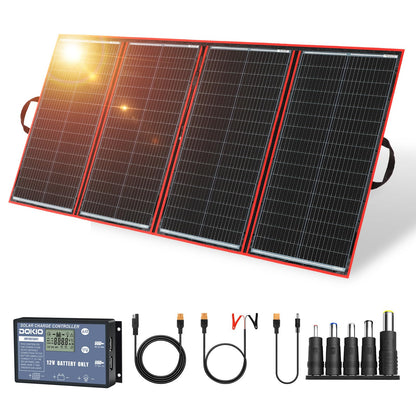 DOKIO Portable Foldable Solar Panel Kit, Compact Design with Standalone Controller and USB, Monocrystalline Charger for Batteries, Power Stations, RV Camping Emergency Use Emergency Use