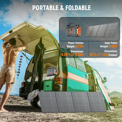 POWSTREAM Solar Generator with Panel Included Portable Power Station with AC Outlet for Outdoor Camping Adventure Home Backup Emergency ALL SE2