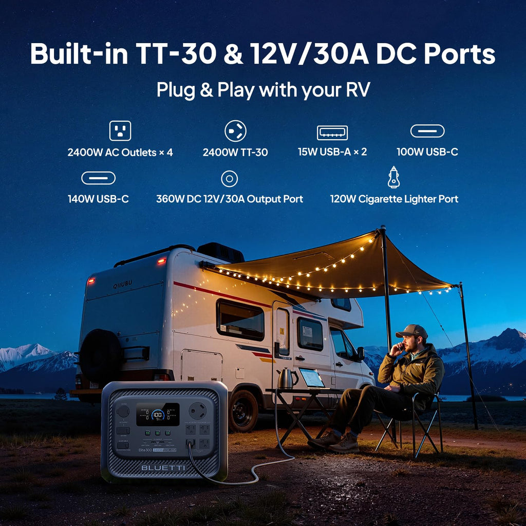 BLUETTI Elite 300 Portable Power Station (2026 New), 3014.4Wh LiFePO4 Battery Backup w/ 2400W AC Outlets (4800W Surge)